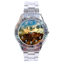 Mountain Sky Landscape Nature Stainless Steel Analogue Watch