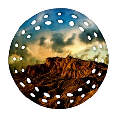 Mountain Sky Landscape Nature Round Filigree Ornament (two Sides) by Celenk