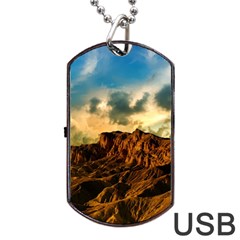 Mountain Sky Landscape Nature Dog Tag Usb Flash (one Side) by Celenk