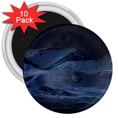 Landscape Night Lunar Sky Scene 3  Magnets (10 Pack)  by Celenk