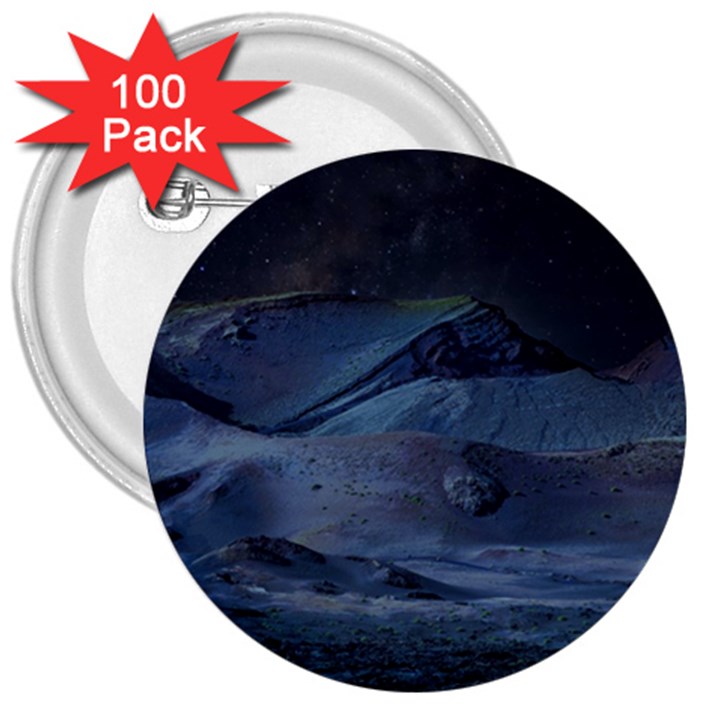 Landscape Night Lunar Sky Scene 3  Buttons (100 pack) 