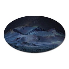 Landscape Night Lunar Sky Scene Oval Magnet by Celenk