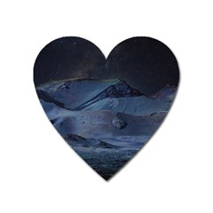 Landscape Night Lunar Sky Scene Heart Magnet by Celenk