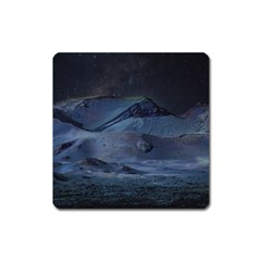 Landscape Night Lunar Sky Scene Square Magnet by Celenk