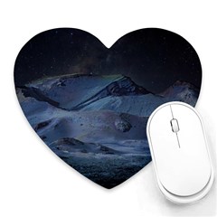 Landscape Night Lunar Sky Scene Heart Mousepads by Celenk