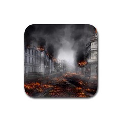 Armageddon Destruction Apocalypse Rubber Coaster (square)  by Celenk