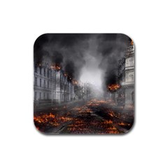 Armageddon Destruction Apocalypse Rubber Square Coaster (4 Pack) 