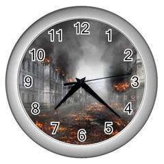 Armageddon Destruction Apocalypse Wall Clocks (silver)  by Celenk