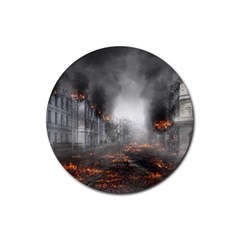 Armageddon Destruction Apocalypse Rubber Round Coaster (4 Pack)  by Celenk