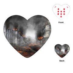 Armageddon Destruction Apocalypse Playing Cards (heart)  by Celenk