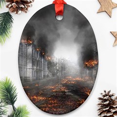 Armageddon Destruction Apocalypse Oval Ornament (two Sides) by Celenk