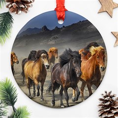 Horses Stampede Nature Running Ornament (round) by Celenk