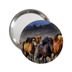 Horses Stampede Nature Running 2 25  Handbag Mirrors by Celenk