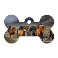 Horses Stampede Nature Running Dog Tag Bone (one Side) by Celenk