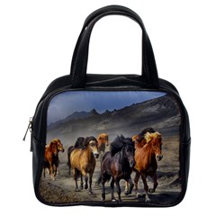 Horses Stampede Nature Running Classic Handbags (one Side) by Celenk