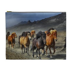 Horses Stampede Nature Running Cosmetic Bag (xl) by Celenk