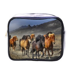 Horses Stampede Nature Running Mini Toiletries Bags by Celenk