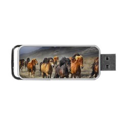 Horses Stampede Nature Running Portable Usb Flash (one Side) by Celenk