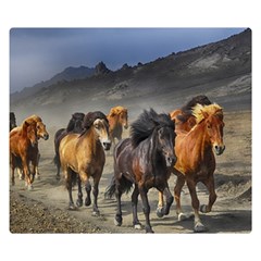 Horses Stampede Nature Running Double Sided Flano Blanket (small)  by Celenk