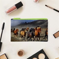 Horses Stampede Nature Running Cosmetic Bag (xs) by Celenk