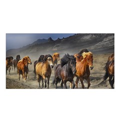 Horses Stampede Nature Running Satin Shawl by Celenk