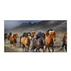 Horses Stampede Nature Running Satin Wrap by Celenk