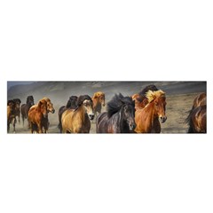 Horses Stampede Nature Running Satin Scarf (oblong) by Celenk