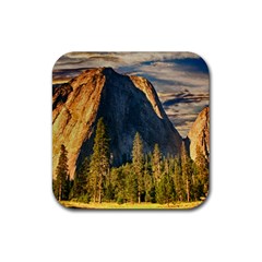 Mountains Landscape Rock Forest Rubber Coaster (square)  by Celenk