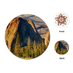 Mountains Landscape Rock Forest Playing Cards (round)  by Celenk