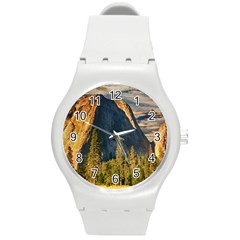 Mountains Landscape Rock Forest Round Plastic Sport Watch (m) by Celenk