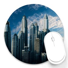 Skyscraper Cityline Urban Skyline Round Mousepads by Celenk