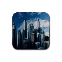 Skyscraper Cityline Urban Skyline Rubber Coaster (square)  by Celenk