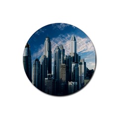 Skyscraper Cityline Urban Skyline Rubber Coaster (round)  by Celenk