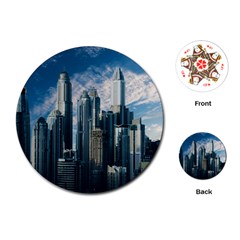 Skyscraper Cityline Urban Skyline Playing Cards (round)  by Celenk