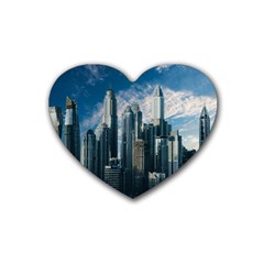 Skyscraper Cityline Urban Skyline Heart Coaster (4 Pack)  by Celenk