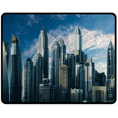 Skyscraper Cityline Urban Skyline Fleece Blanket (medium)  by Celenk