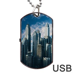 Skyscraper Cityline Urban Skyline Dog Tag Usb Flash (one Side) by Celenk