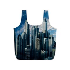 Skyscraper Cityline Urban Skyline Full Print Recycle Bags (s)  by Celenk