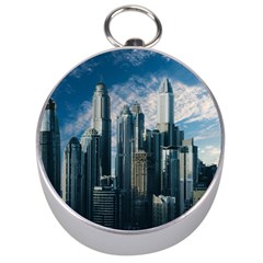 Skyscraper Cityline Urban Skyline Silver Compasses by Celenk