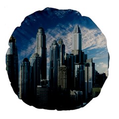 Skyscraper Cityline Urban Skyline Large 18  Premium Flano Round Cushions by Celenk