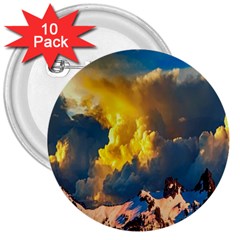 Mountains Clouds Landscape Scenic 3  Buttons (10 Pack)  by Celenk