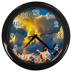 Mountains Clouds Landscape Scenic Wall Clocks (black) by Celenk