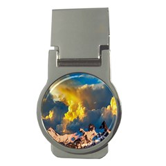 Mountains Clouds Landscape Scenic Money Clips (round)  by Celenk