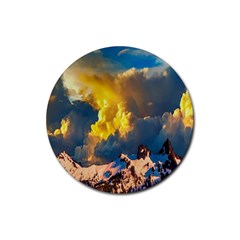 Mountains Clouds Landscape Scenic Rubber Round Coaster (4 Pack)  by Celenk