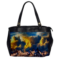 Mountains Clouds Landscape Scenic Office Handbags by Celenk