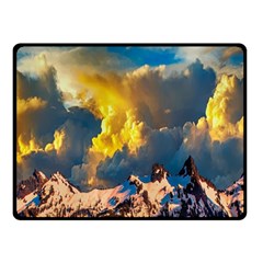 Mountains Clouds Landscape Scenic Double Sided Fleece Blanket (small)  by Celenk