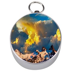 Mountains Clouds Landscape Scenic Silver Compasses by Celenk