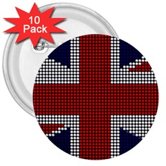 Union Jack Flag British Flag 3  Buttons (10 Pack)  by Celenk