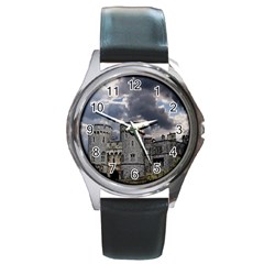 Castle Building Architecture Round Metal Watch by Celenk