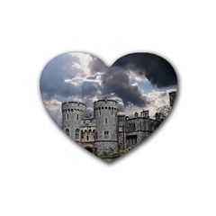 Castle Building Architecture Rubber Coaster (heart)  by Celenk